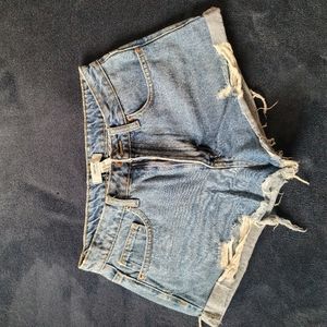 Women's distressed denim shorts